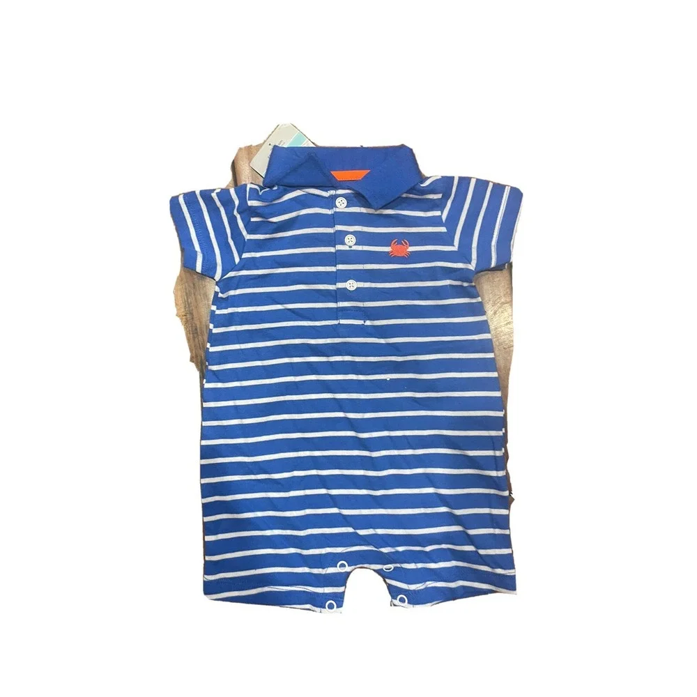 Carters Baby Boy One Piece Blue/White Stripe‎ Size 3 Months